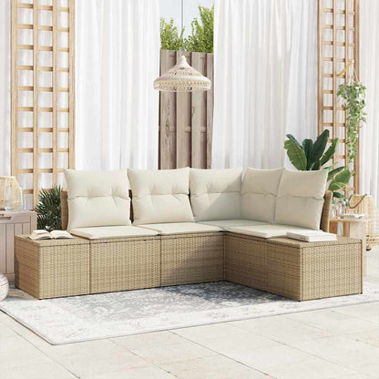 Gartensofa-set 4 stk. Beige Poly-Rattan