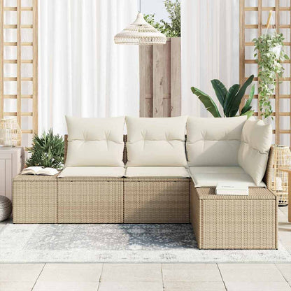 Gartensofa-set 4 stk. Beige Poly-Rattan