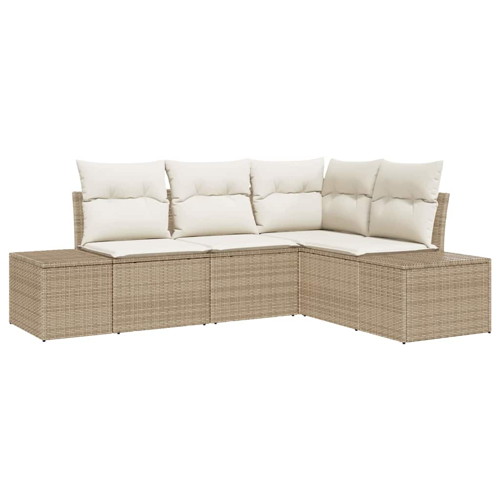 Gartensofa-set 4 stk. Beige Poly-Rattan