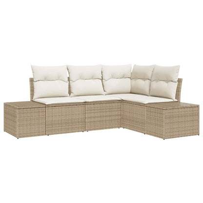 Gartensofa-set 4 stk. Beige Poly-Rattan