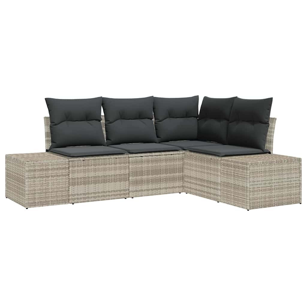 Gartensofa-set 4 stk. Hellgrau Poly-Rattan