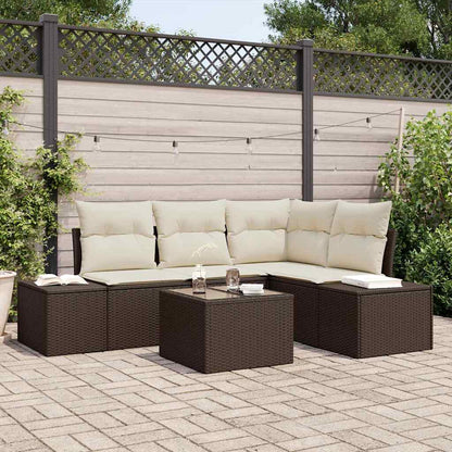 Gartensofa-set 5 stk. Braun Poly-Rattan