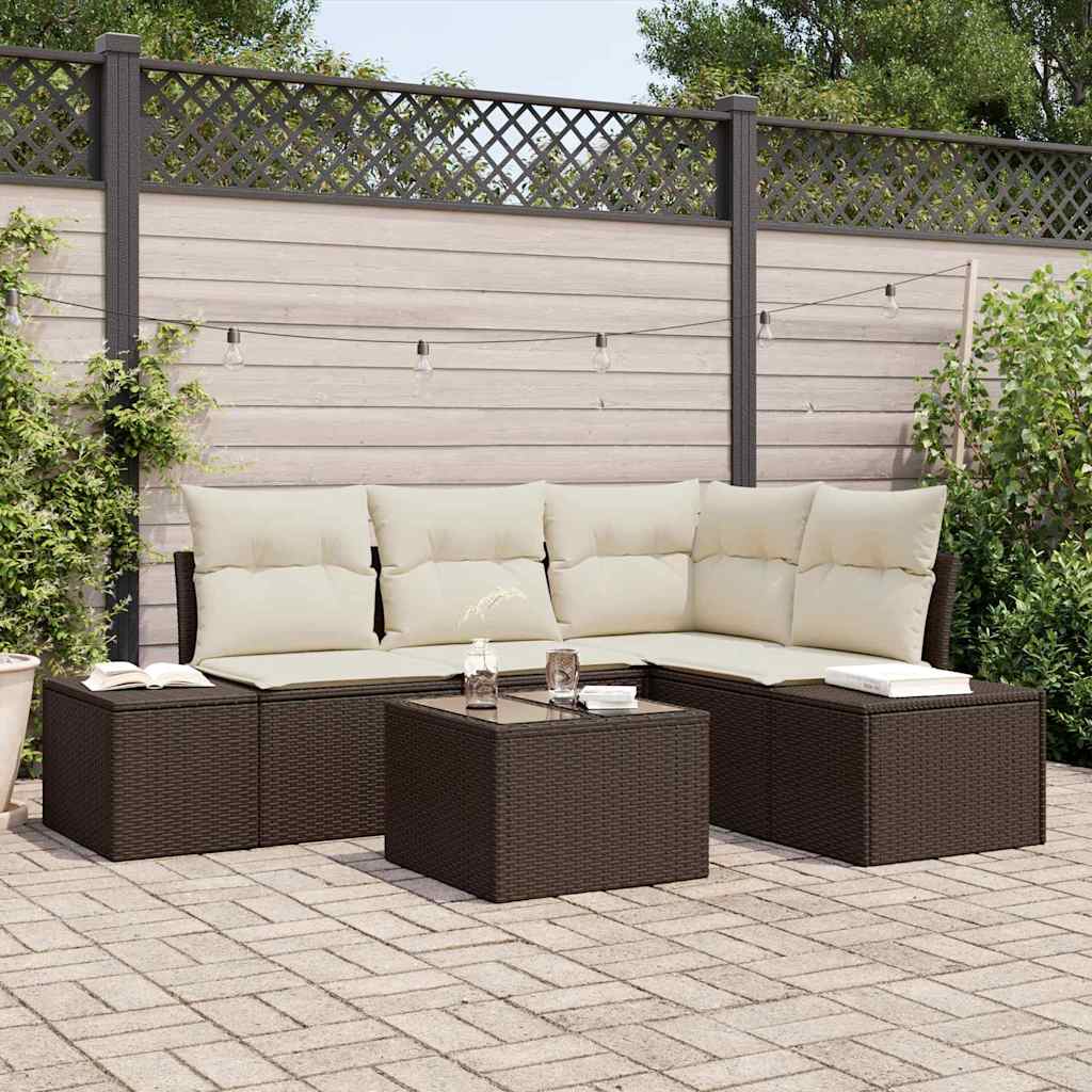 Gartensofa-set 5 pcs Braun Poly-Rattan