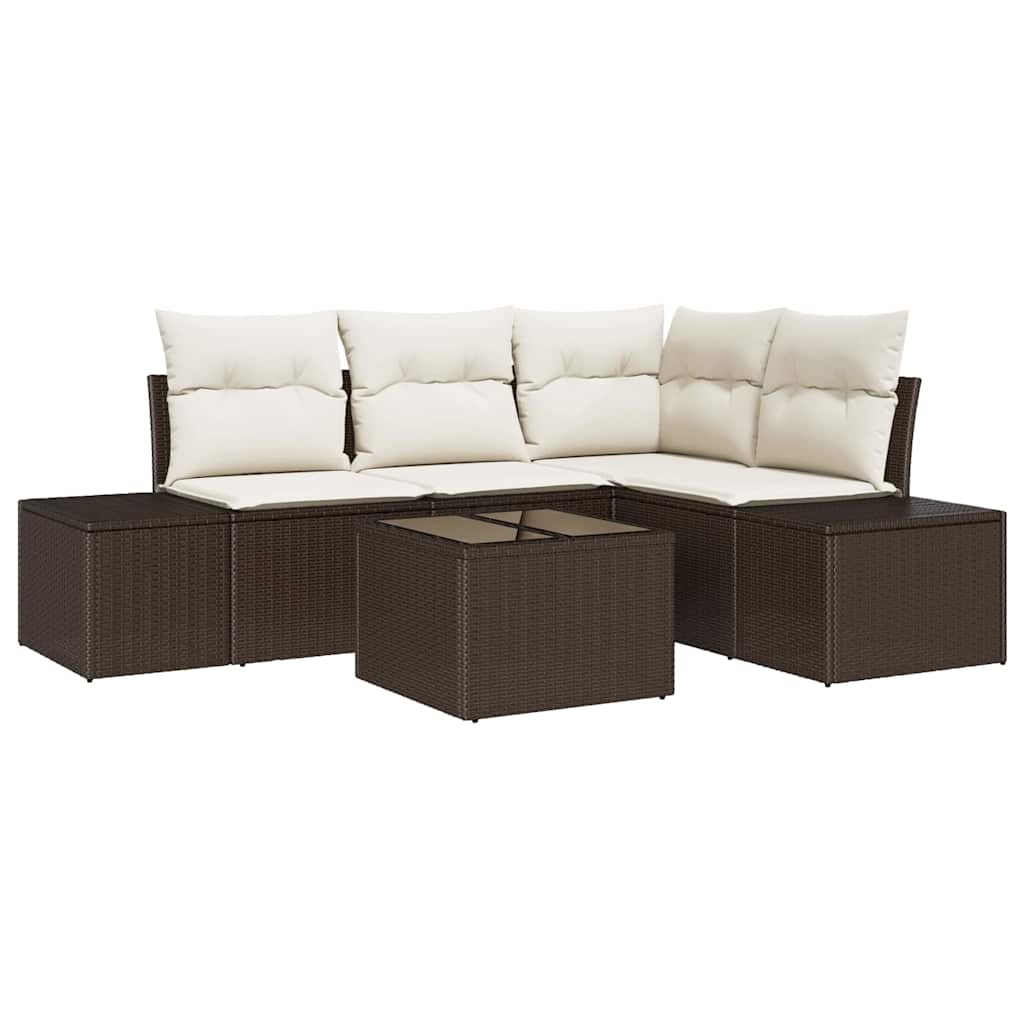Gartensofa-set 5 pcs Braun Poly-Rattan