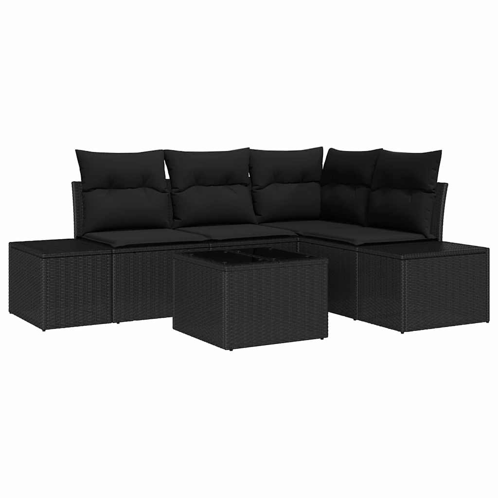 Gartensofa-set 5 stk. Schwarz Poly-Rattan