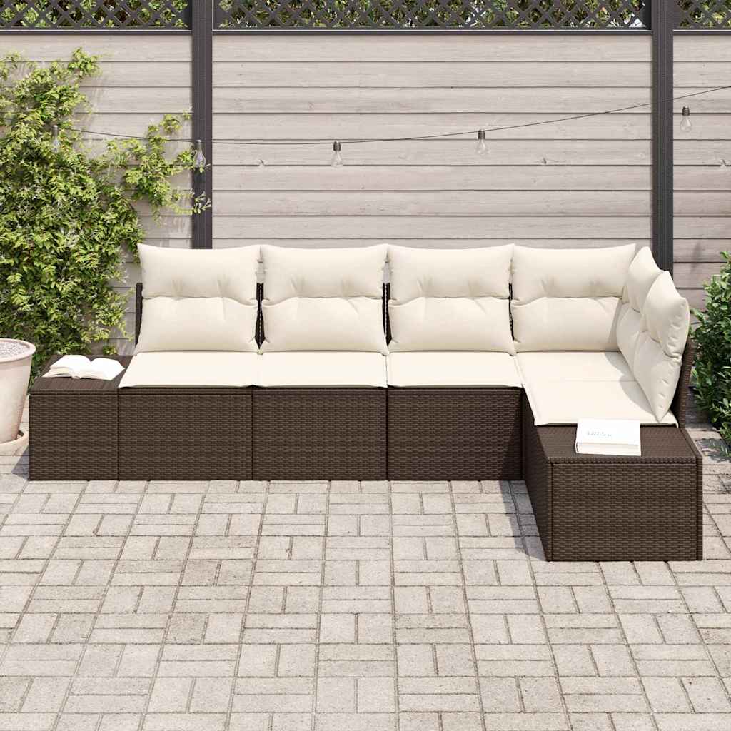 Gartensofa-set 5 stk. Braun Poly-Rattan