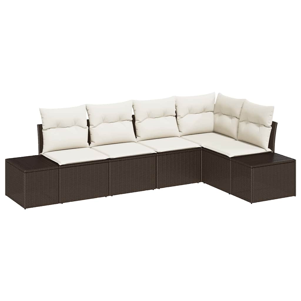 Gartensofa-set 5 stk. Braun Poly-Rattan