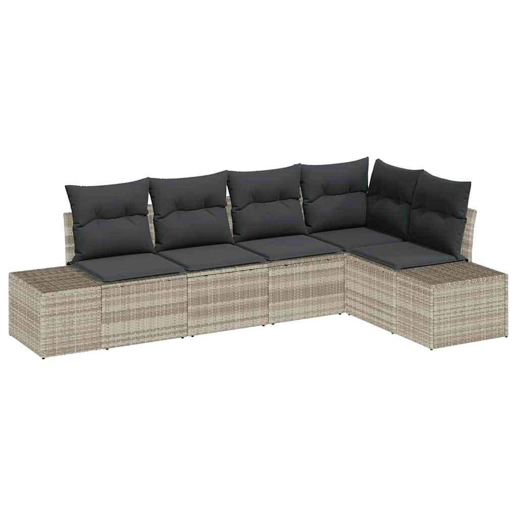 Gartensofa-set 5 Stk. Hellgrau Poly-Rattan