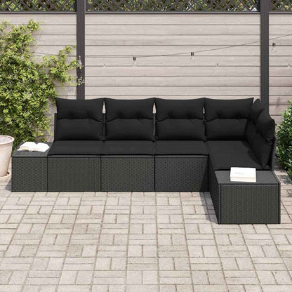 Gartensofa-set 5 stk. Schwarz Poly-Rattan