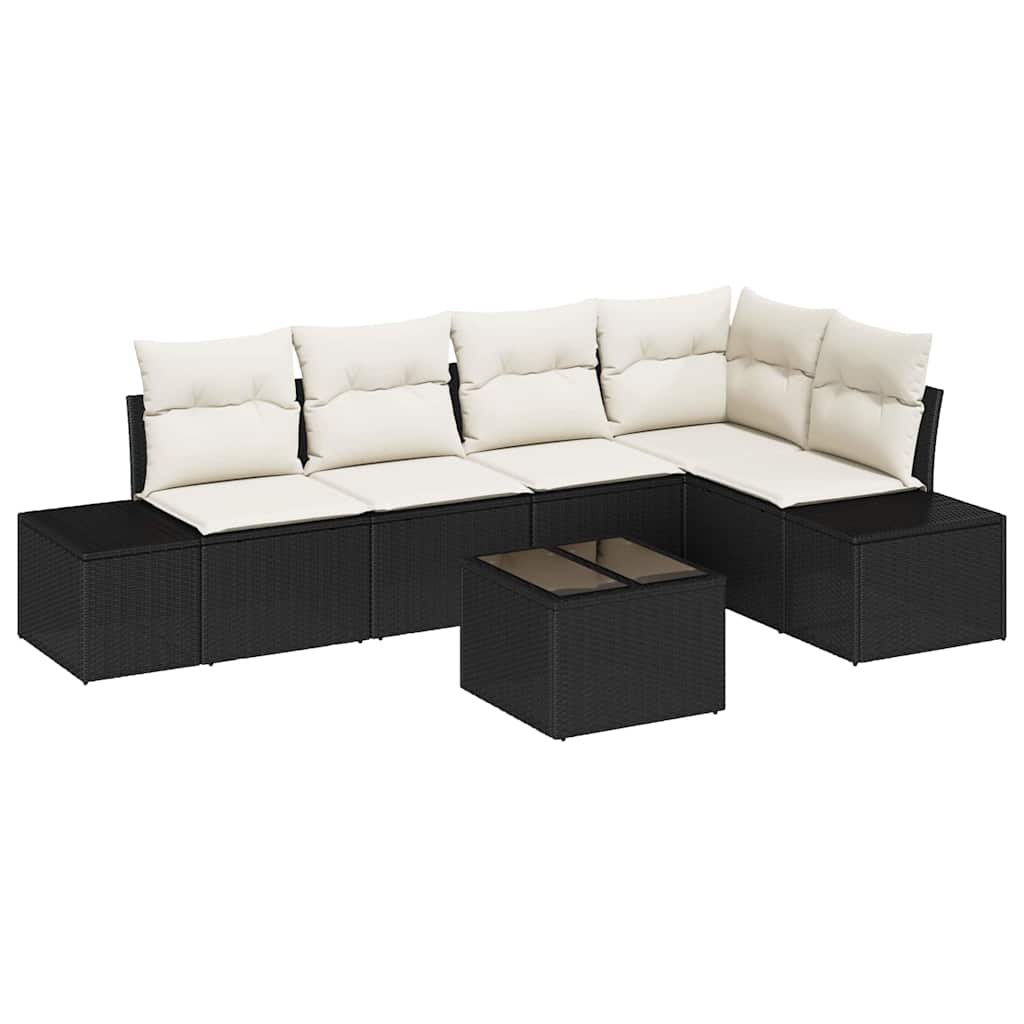 Gartensofa-set 6 stk. Schwarz Poly-Rattan