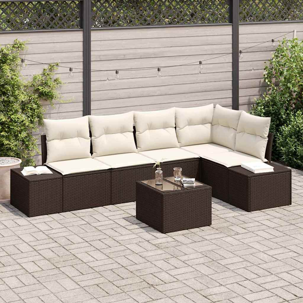 Gartensofa-set 6 Stk. Braun Poly-Rattan