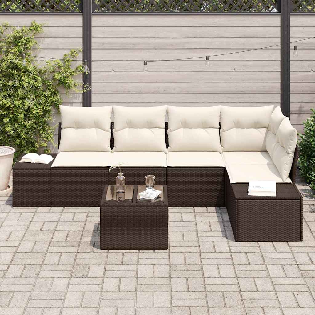 Gartensofa-set 6 Stk. Braun Poly-Rattan