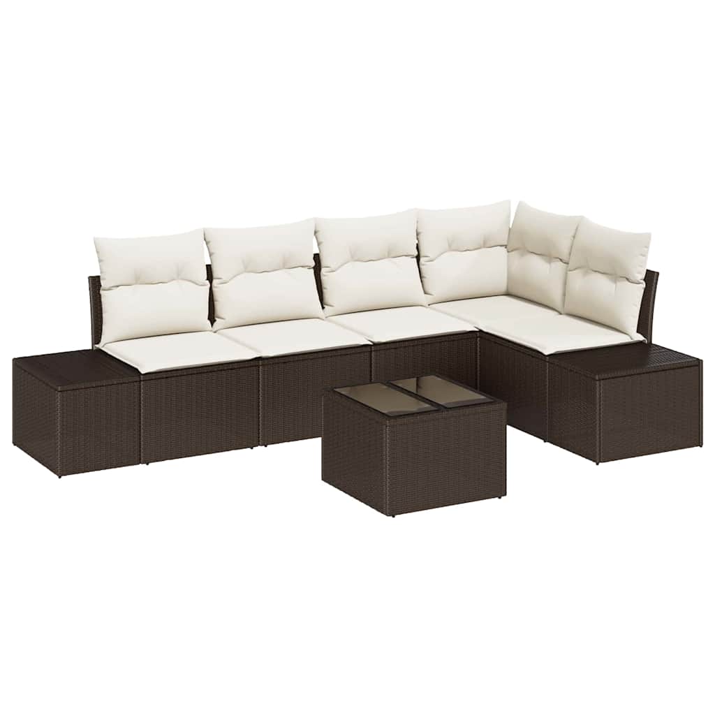 Gartensofa-set 6 Stk. Braun Poly-Rattan