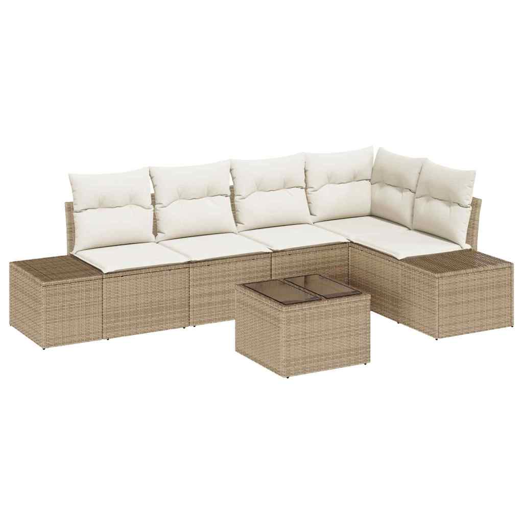 Gartensofa-set 6 stk. Beige Poly-Rattan