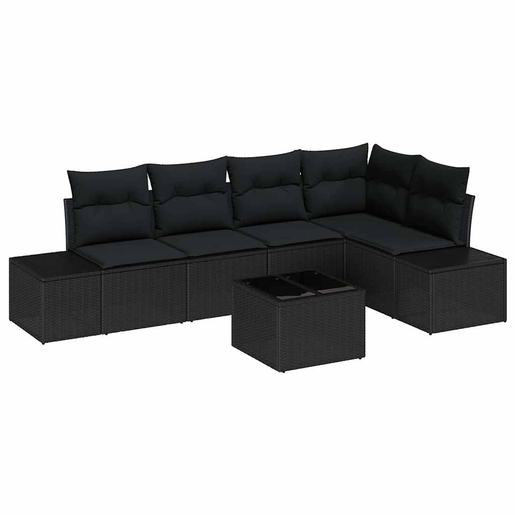 Gartensofa-set 6 stk. Schwarz Poly-Rattan