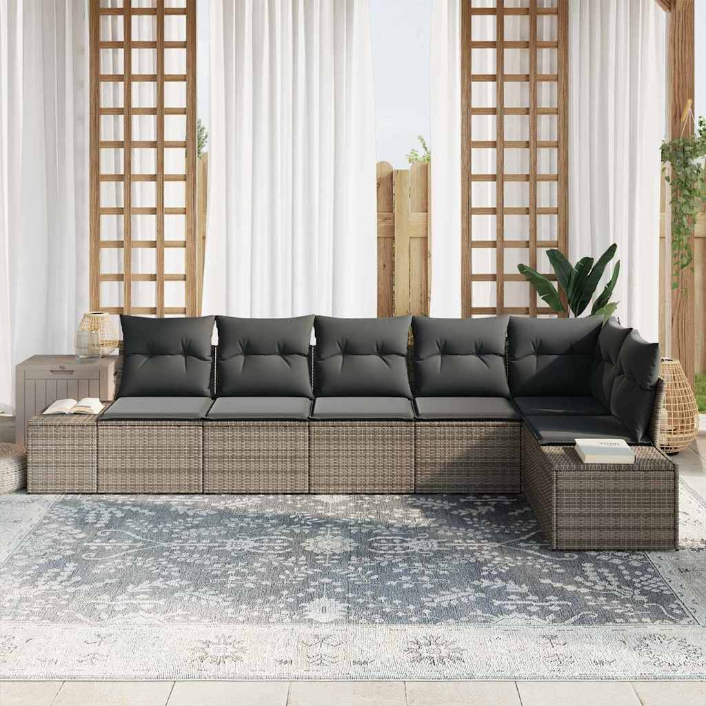 Gartensofa-set 6 stk. Grau Poly-Rattan