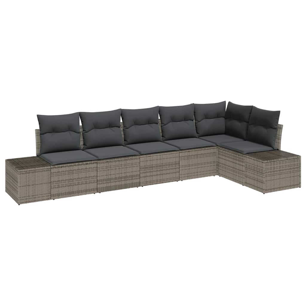Gartensofa-set 6 stk. Grau Poly-Rattan
