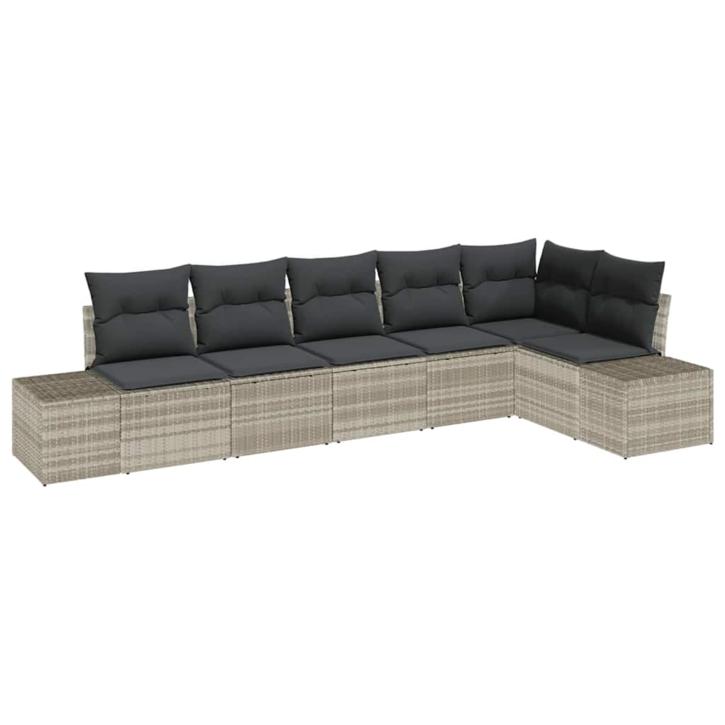 Gartensofa-set 6 stk. Hellgrau Poly-Rattan
