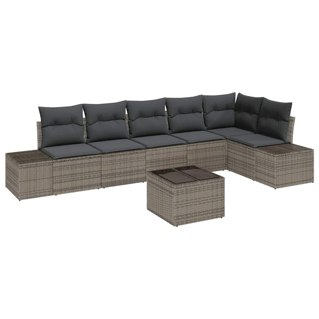 Gartensofa-set 7 stk. Grau Poly-Rattan