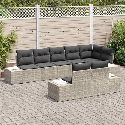 Gartensofa-set 8 stk. Hellgrau Poly-Rattan