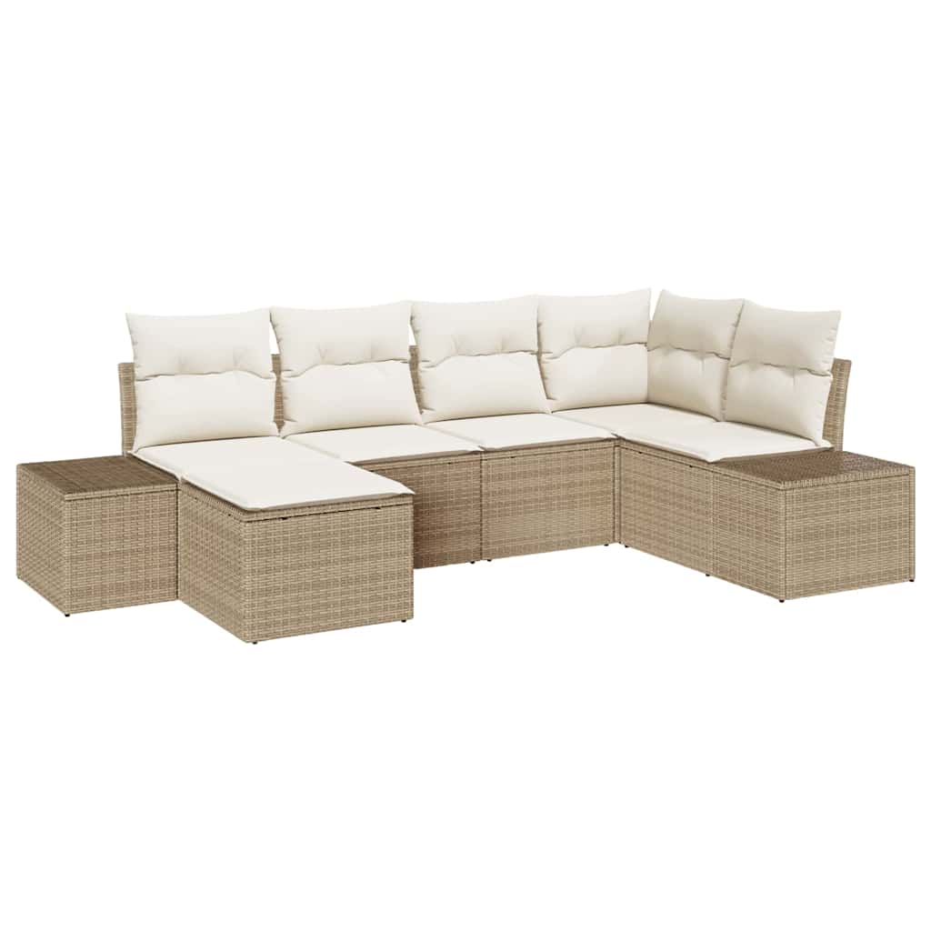 Gartensofa-set 6 stk. Beige und Creme Poly-Rattan