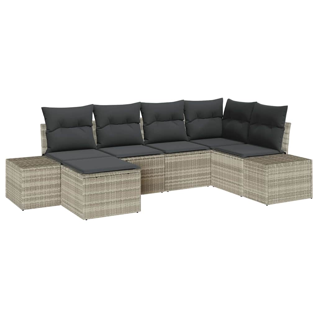 Gartensofa-set 6 Stk. Hellgrau Poly-Rattan