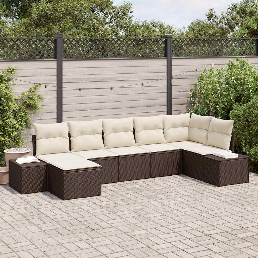 Gartensofa-set 7 stk. Braun Poly-Rattan