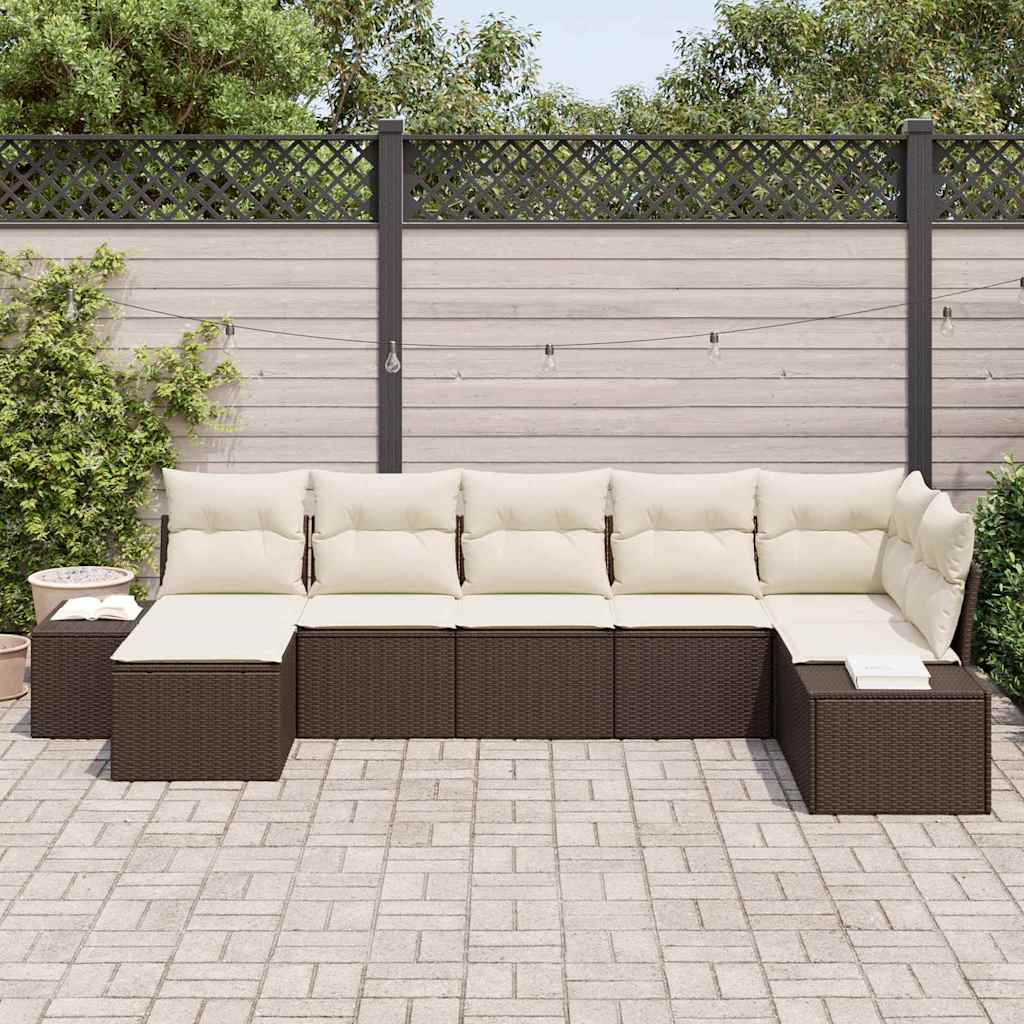Gartensofa-set 7 stk. Braun Poly-Rattan
