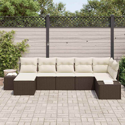 Gartensofa-set 7 stk. Braun Poly-Rattan