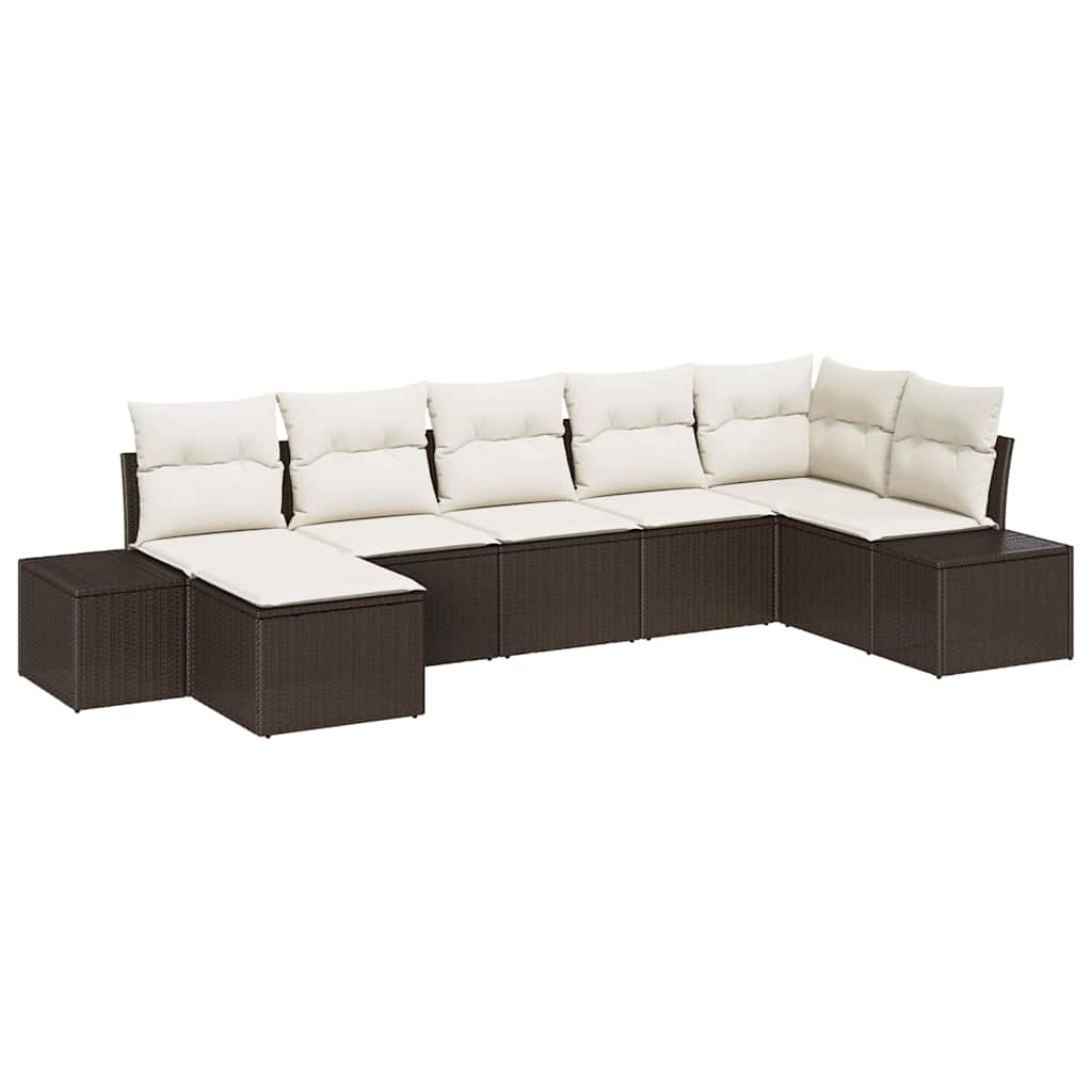 Gartensofa-set 7 stk. Braun Poly-Rattan