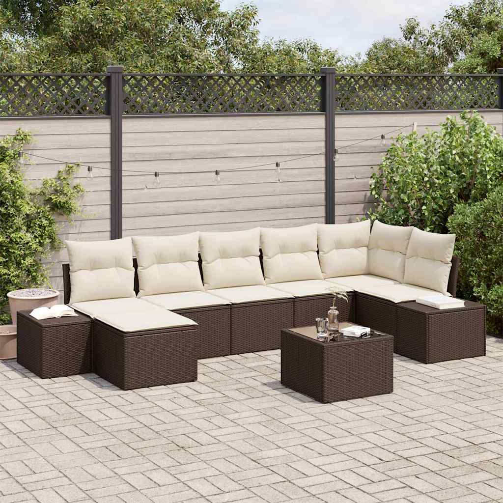 Gartensofa-set 8 stk. Braun Poly-Rattan