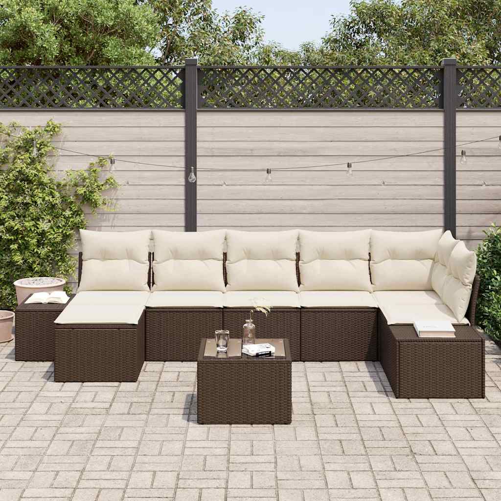 Gartensofa-set 8 stk. Braun Poly-Rattan