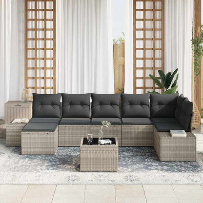 Gartensofa-set 8 stk. Hellgrau Poly-Rattan