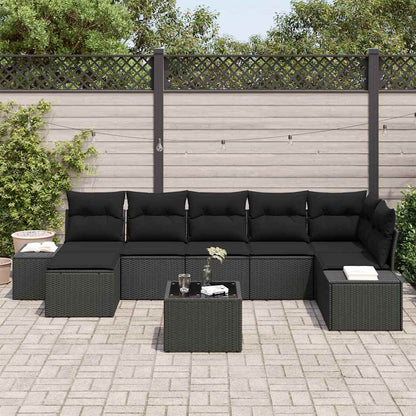 Gartensofa-set 8 stk. Schwarz Poly-Rattan