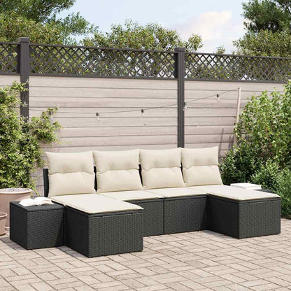 Gartensofa-set 6 stk. Schwarz Poly-Rattan