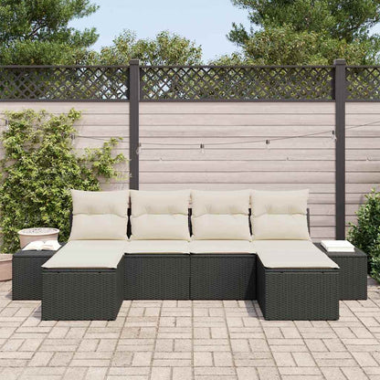 Gartensofa-set 6 stk. Schwarz Poly-Rattan