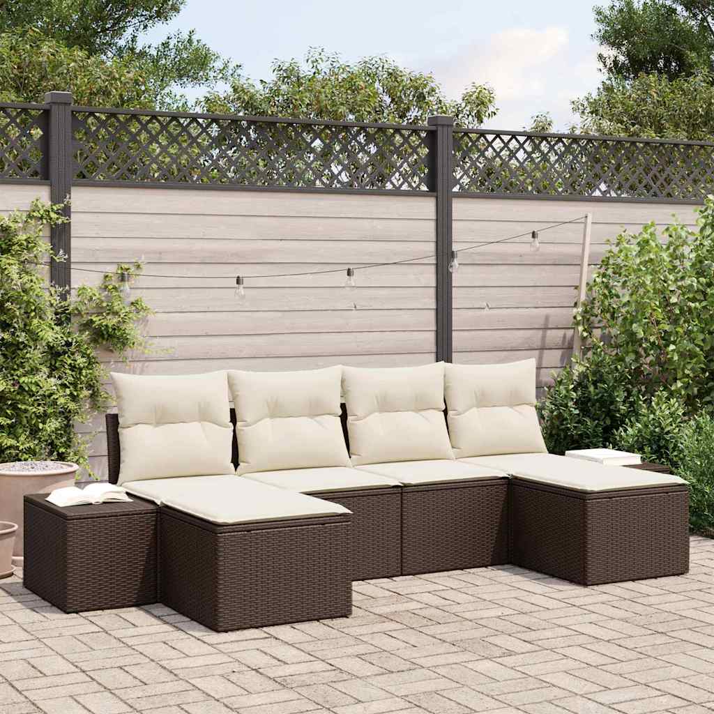 Gartensofa-set 6 stk. Braun Poly-Rattan