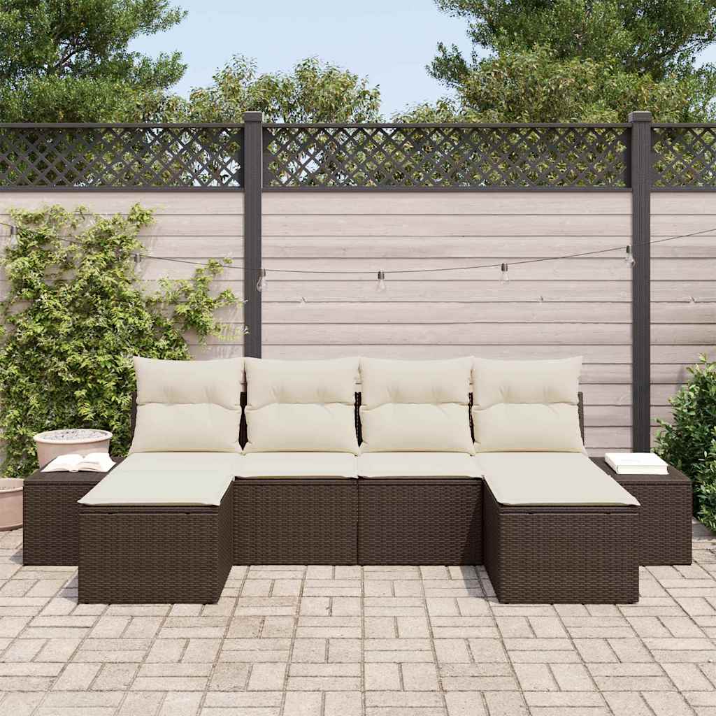 Gartensofa-set 6 stk. Braun Poly-Rattan