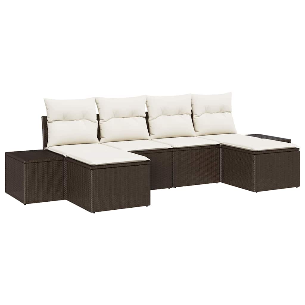 Gartensofa-set 6 stk. Braun Poly-Rattan