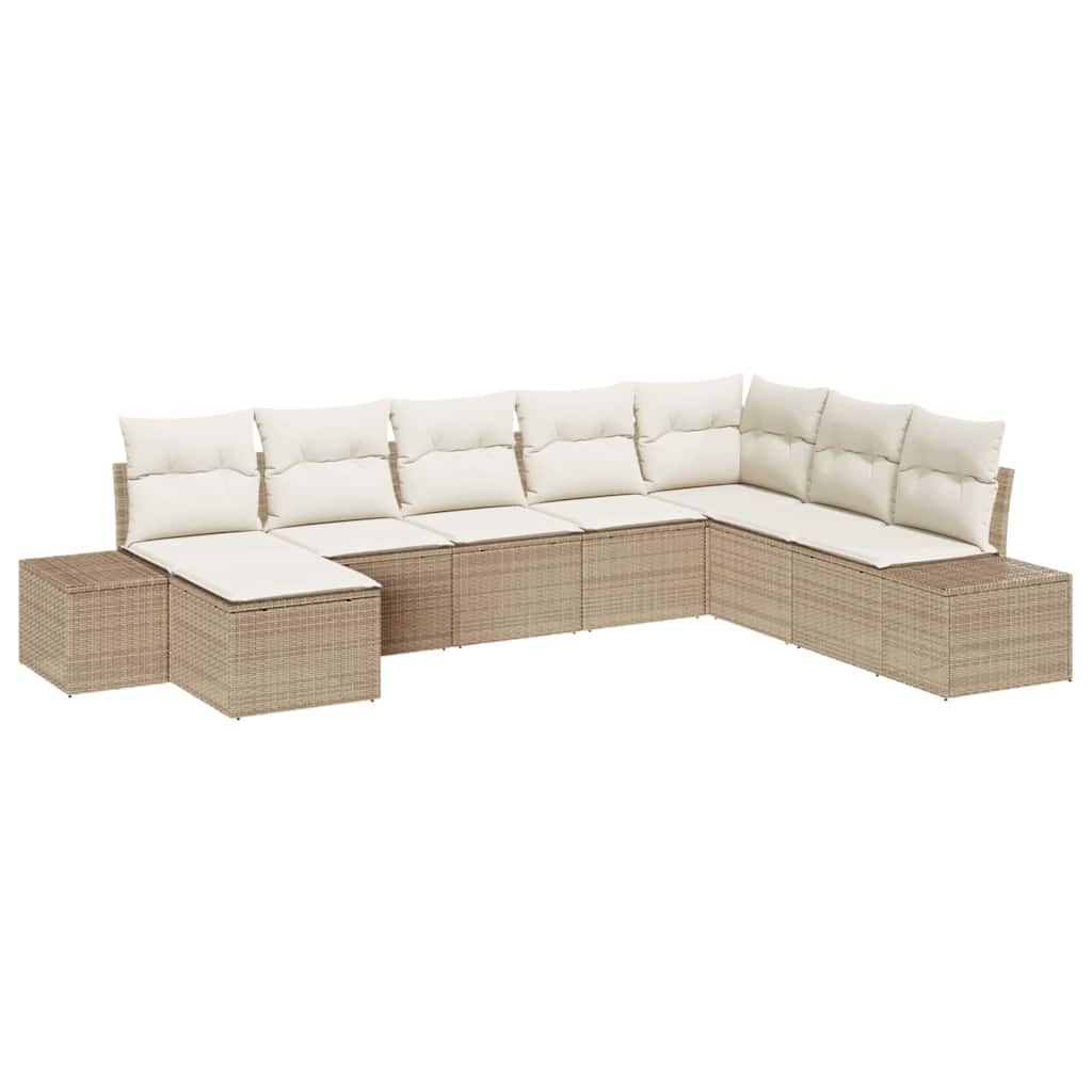 Gartensofa-set mit Kissen 8 pcs Beige Poly-Rattan