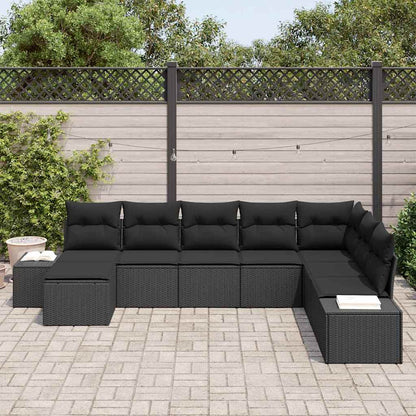 Gartensofa-set 8 stk. Schwarz Poly-Rattan
