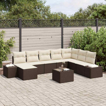 Gartensofa-set 9 stk. Braun Poly-Rattan