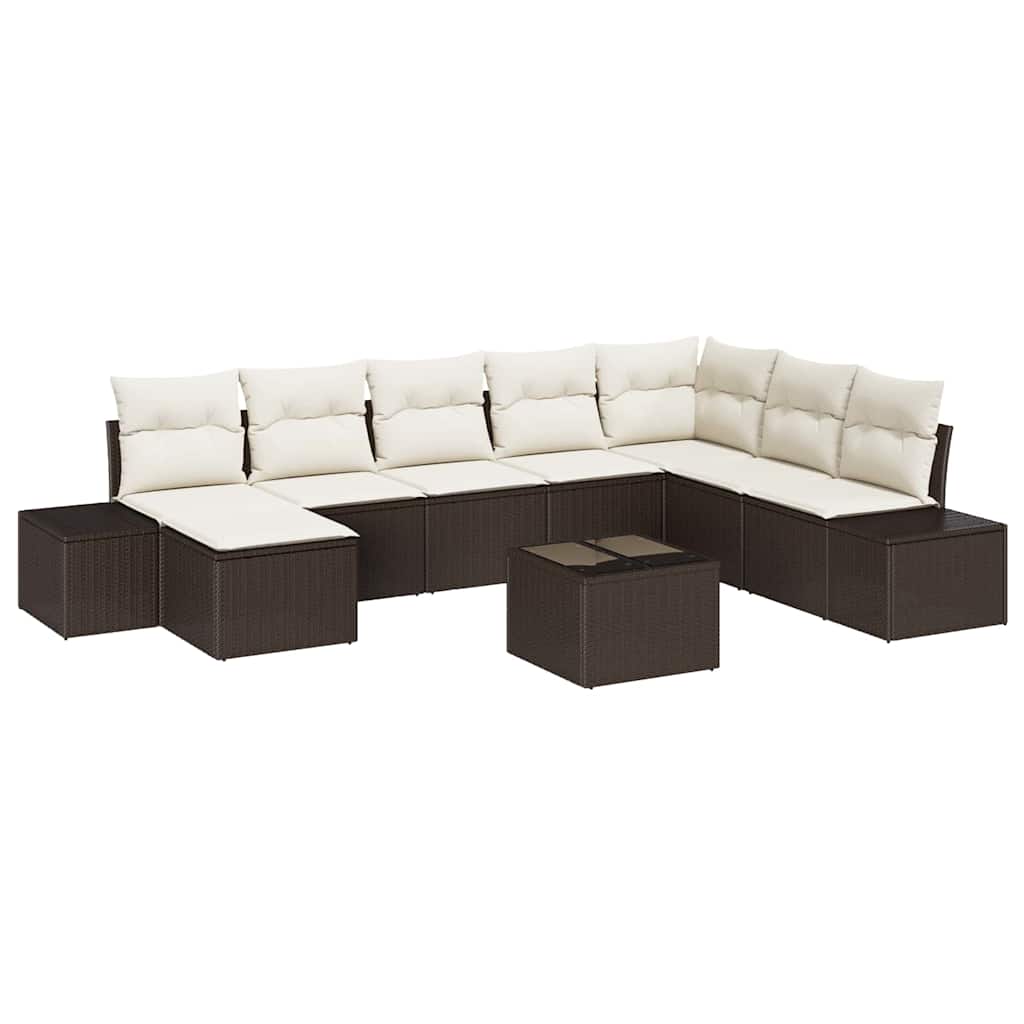 Gartensofa-set 9 Stk. Braun Poly-Rattan