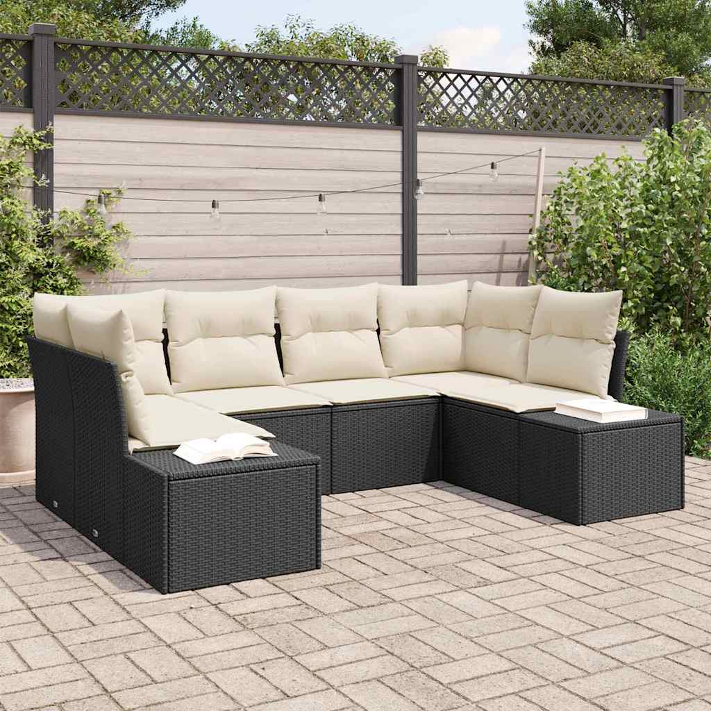 Gartensofa-set 6 Stk. Schwarz Poly-Rattan