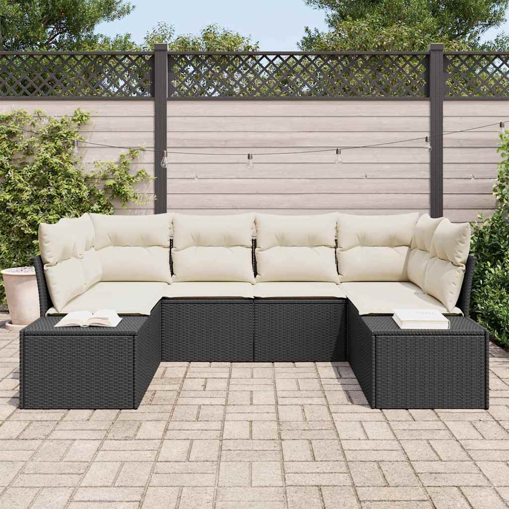 Gartensofa-set 6 Stk. Schwarz Poly-Rattan