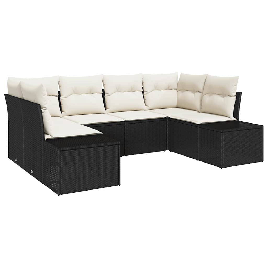 Gartensofa-set 6 Stk. Schwarz Poly-Rattan