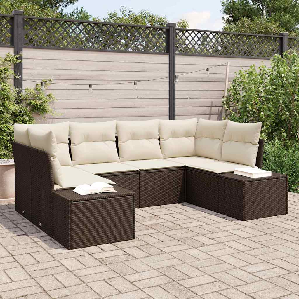Gartensofa-set 6 Stk. Braun Poly-Rattan