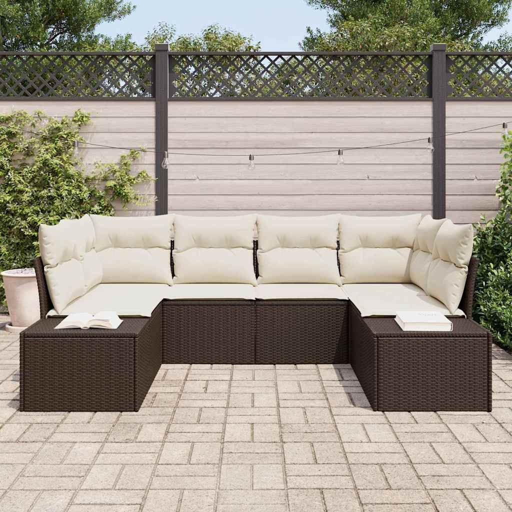 Gartensofa-set 6 Stk. Braun Poly-Rattan
