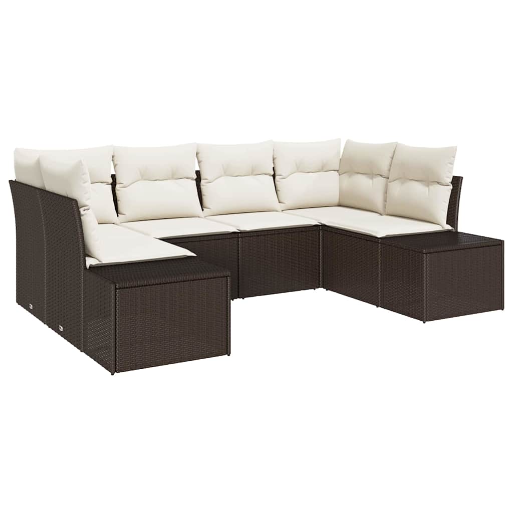 Gartensofa-set 6 Stk. Braun Poly-Rattan