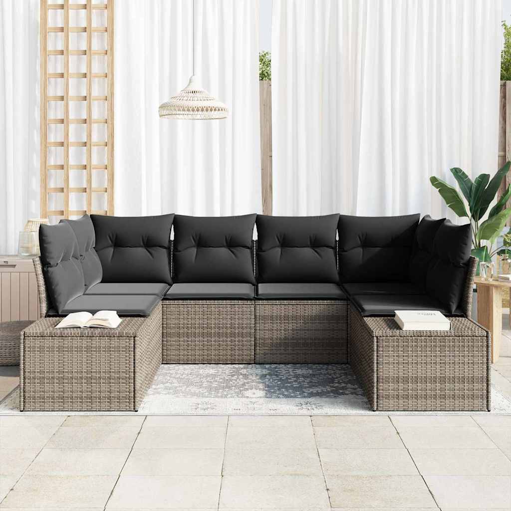 Gartensofa-set 6 stk. Grau Poly-Rattan